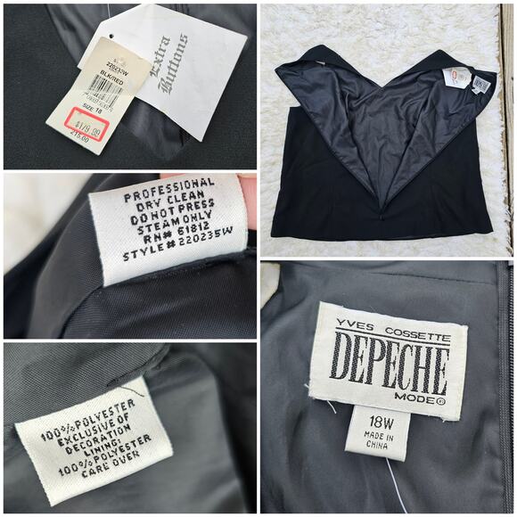 Vtg Beaded Black Pantsuit Plus Size 18W Yves Cosette Depeche Mode Sleeveless NWT - Picture 5 of 14
